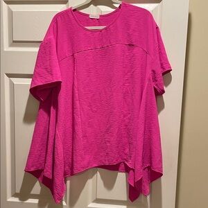 Chic Fuchsia Short Sleeve Women's Top XL